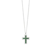 Mabina Girocollo in argento con croce, smeraldo sintetico e zirconi 553846
